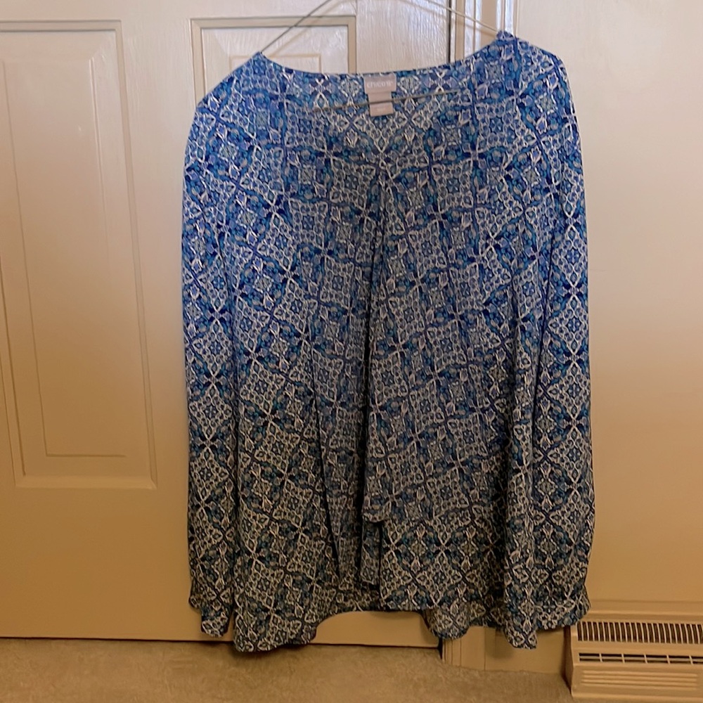 Top with matching front overlay to help camouflage the tummy.